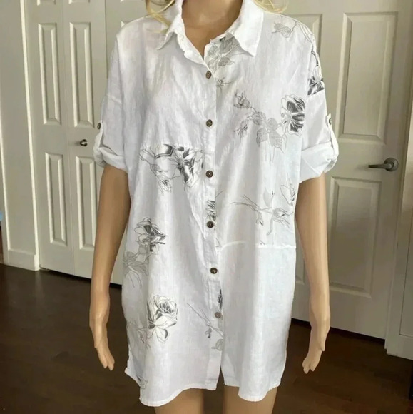 FROCCELLA  100% linen tunic blouse - Picture 1 of 11